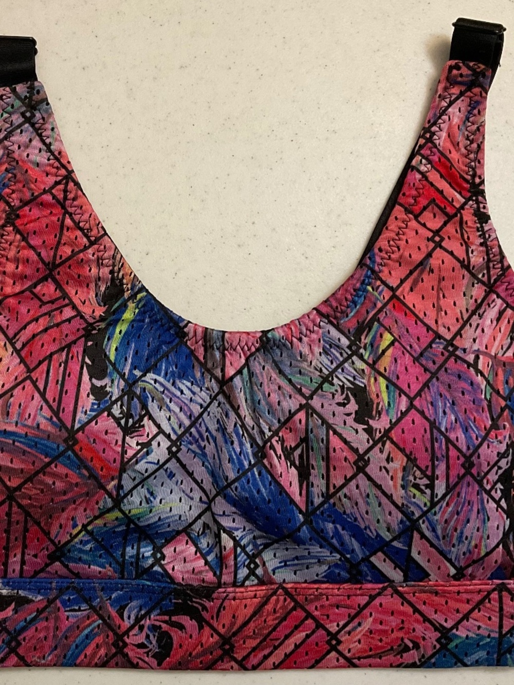 Jessica Simpson The Warmup Juniors' Printed Mesh Sports Bra multicolor Sz S NWT